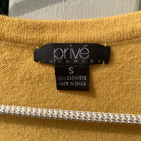 Prive 100% cashmere yellow mustard sweater S - Picture 3 of 14